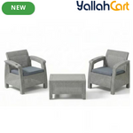 2-Seater Outdoor Sofa Set with Cushions & Coffee Table