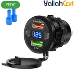 100W 4-Port Car Charger 12V-24V Dual PD Fast Charging with Digital Display