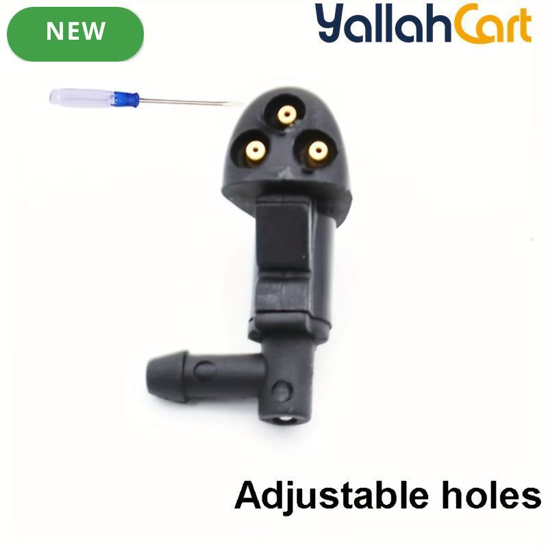 2 Pieces Black Car Windshield Wiper Washer Nozzles Three-Hole Design