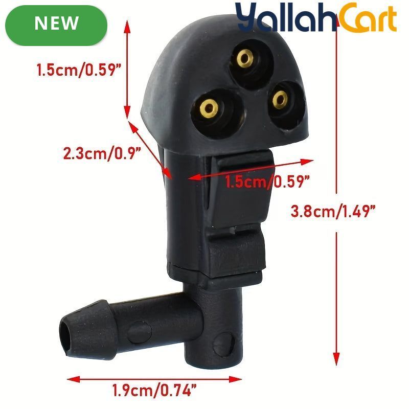 2 Pieces Black Car Windshield Wiper Washer Nozzles Three-Hole Design