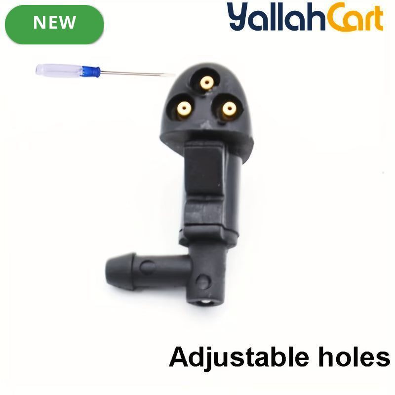 2 Pieces Black Car Windshield Wiper Washer Nozzles Three-Hole Design