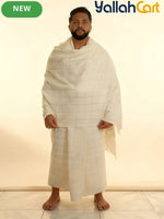 Men’s Traditional Ihram Prayer Shawl Set – 2-Piece Cotton Pilgrimage Towel with Storage Bag & Pins (Eid Edition)