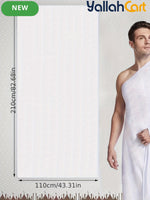 Men’s Traditional Ihram Prayer Shawl Set – 2-Piece Cotton Pilgrimage Towel with Storage Bag & Pins (Eid Edition)