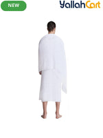 Men’s Traditional Ihram Prayer Shawl Set – 2-Piece Cotton Pilgrimage Towel with Storage Bag & Pins (Eid Edition)