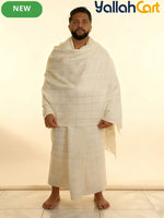 Men’s Traditional Ihram Prayer Shawl Set – 2-Piece Cotton Pilgrimage Towel with Storage Bag & Pins (Eid Edition)