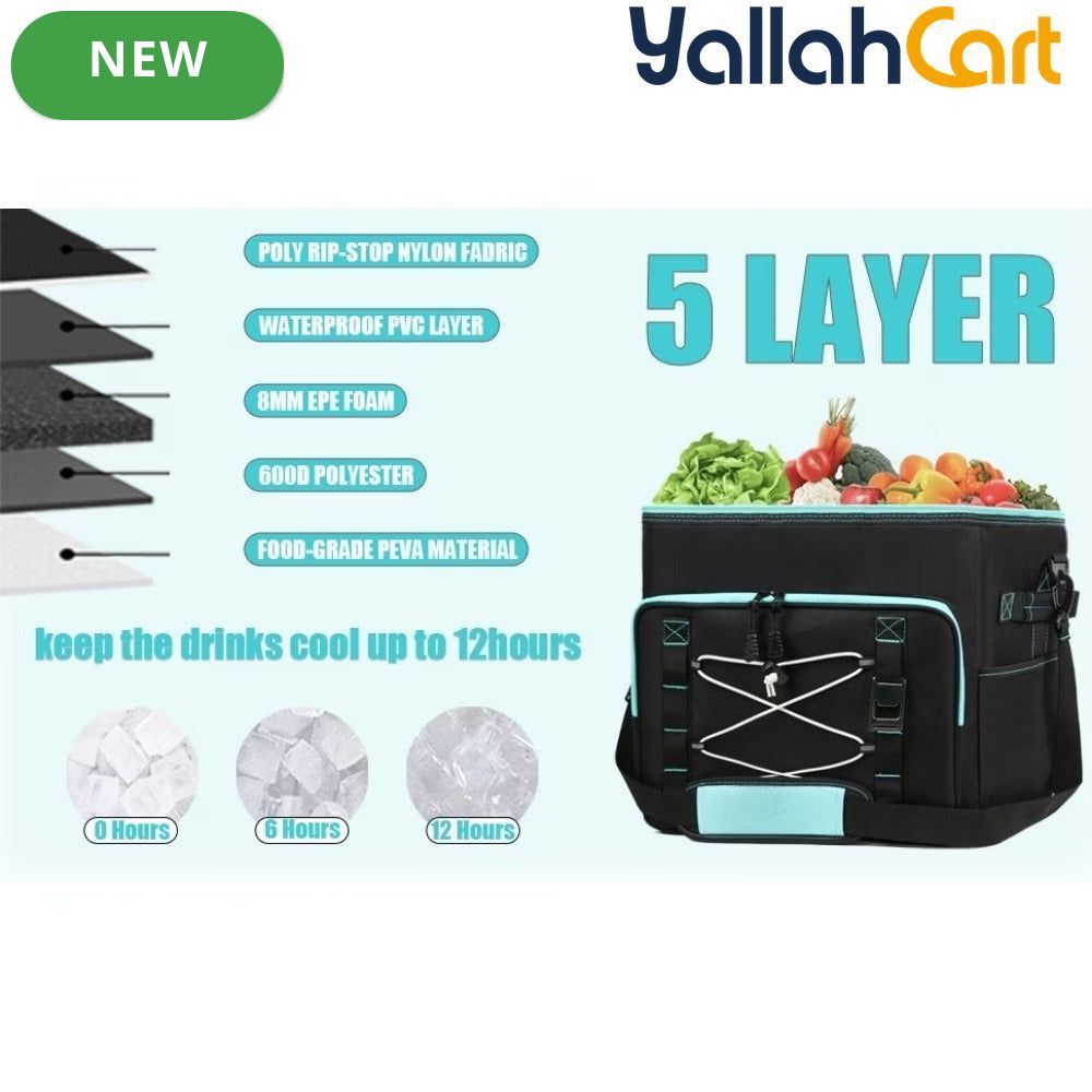 Large Reusable Insulated Cooler Bag – Portable Soft Cooler for Camping, Beach & Travel