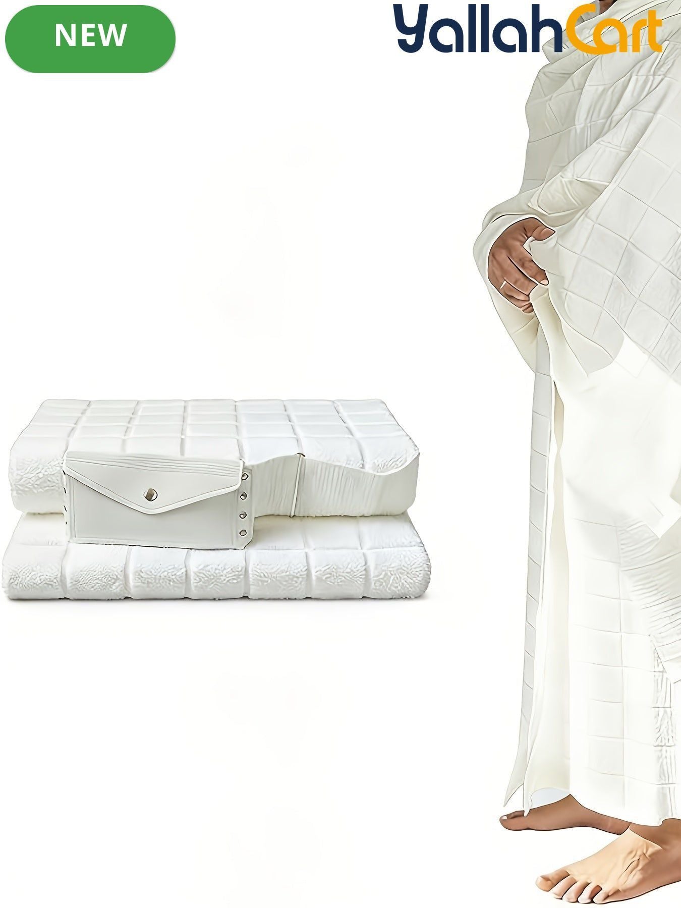 Men’s Ihram Prayer Cloth Set – Breathable Hajj & Umrah Towels with Built-in Bag & Pins