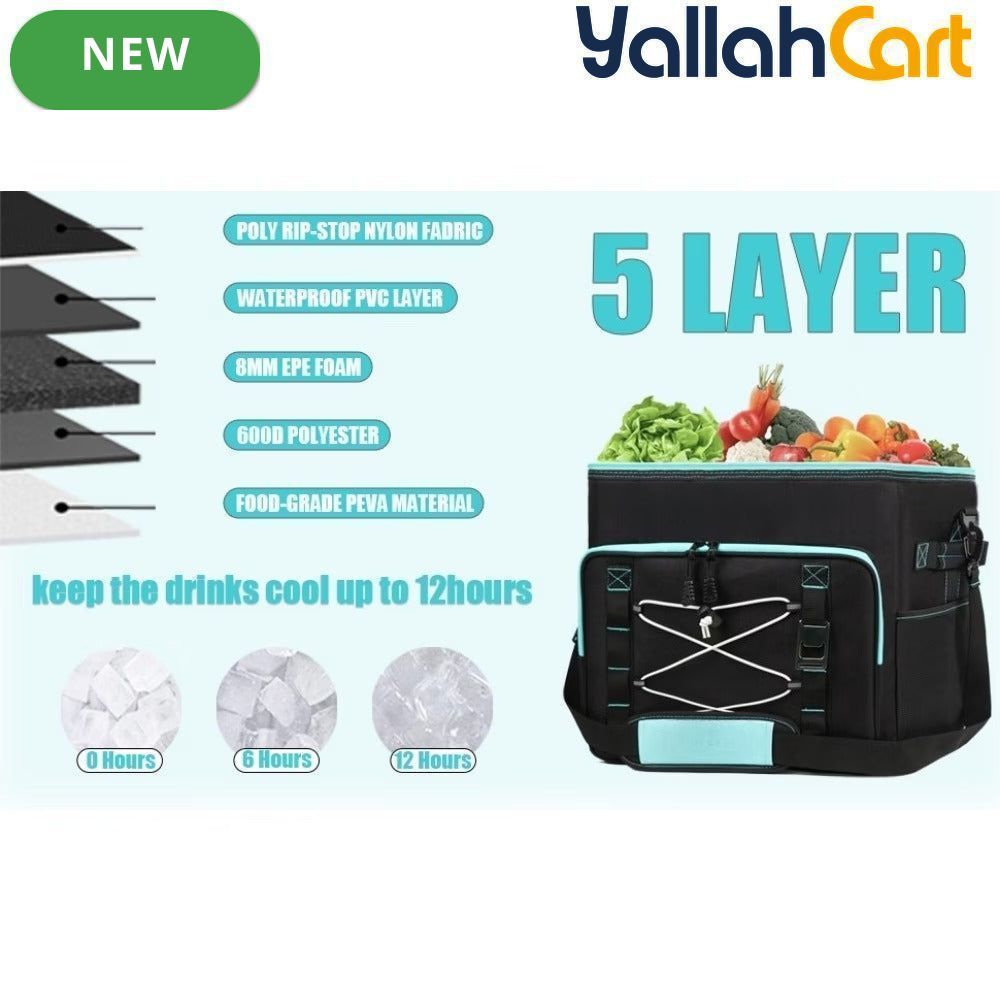 Large Reusable Insulated Cooler Bag – Portable Soft Cooler for Camping, Beach & Travel