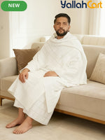 Men’s Ihram Prayer Cloth Set – Breathable Hajj & Umrah Towels with Built-in Bag & Pins