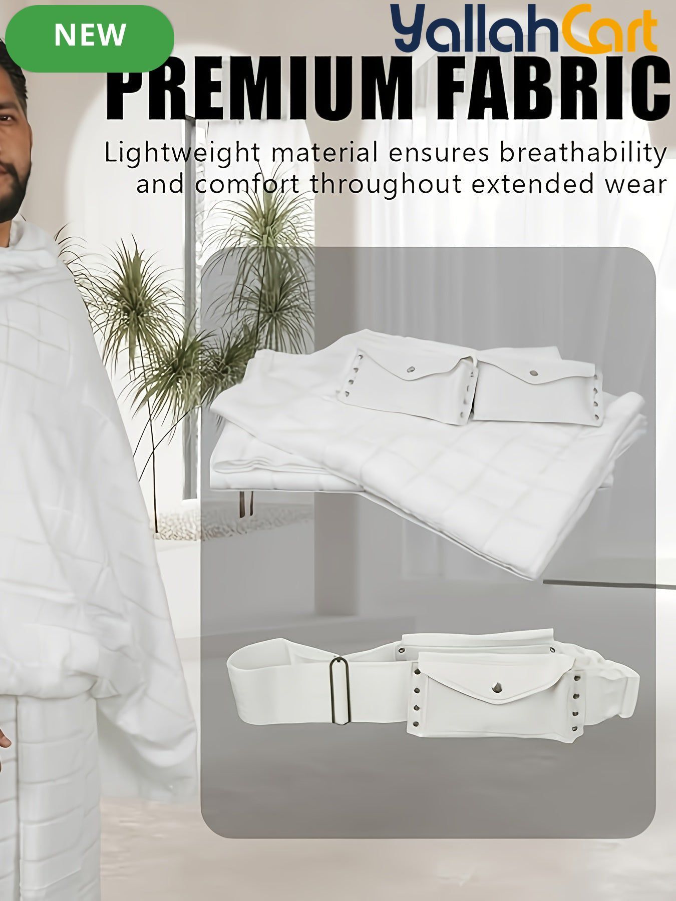 Men’s Ihram Prayer Cloth Set – Breathable Hajj & Umrah Towels with Built-in Bag & Pins