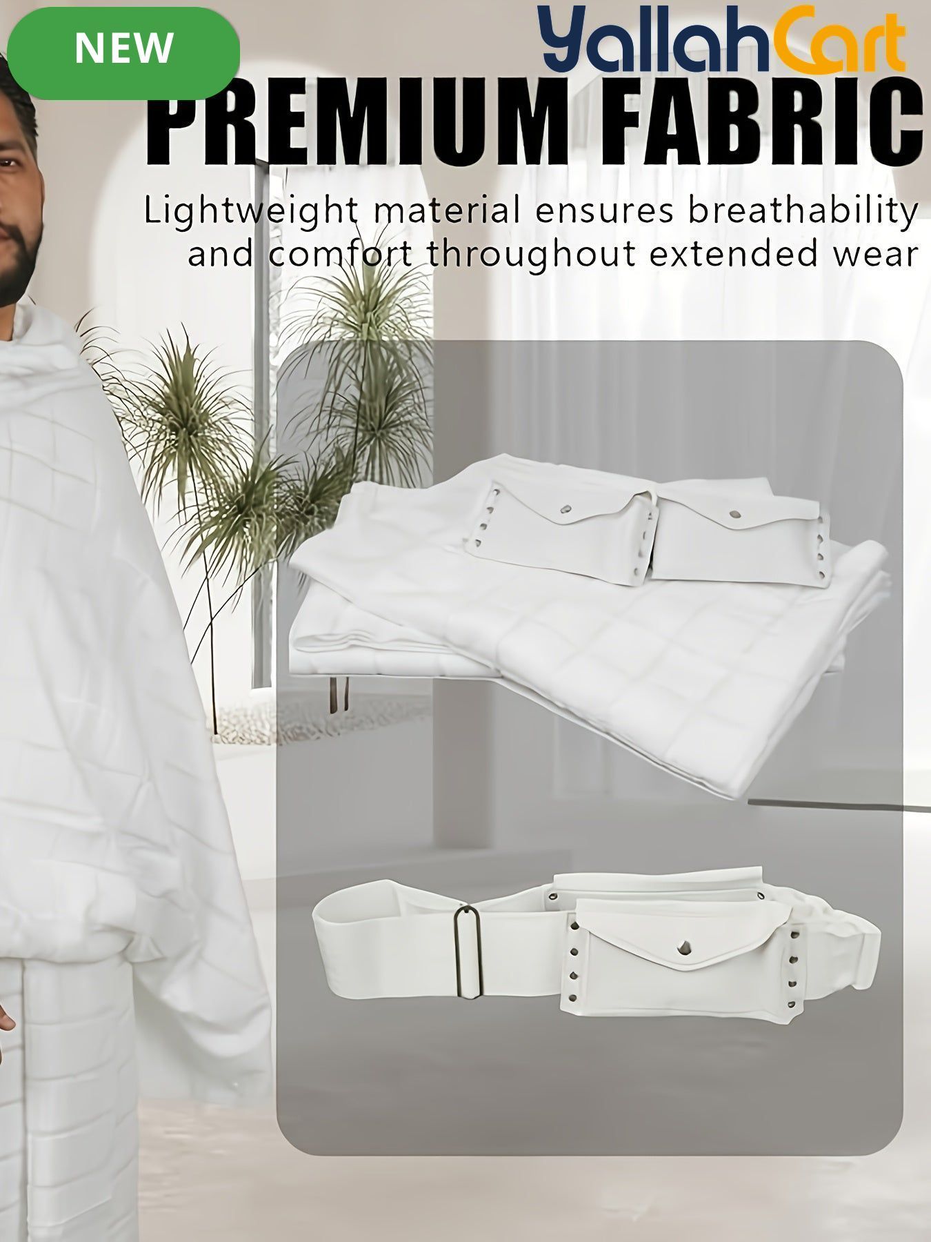 Men’s Ihram Prayer Cloth Set – Breathable Hajj & Umrah Towels with Built-in Bag & Pins