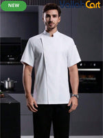 Unisex Short-Sleeve Chef Jacket – Breathable Mesh Back Uniform with Utility Pocket Design