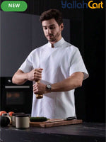Unisex Short-Sleeve Chef Jacket – Breathable Mesh Back Uniform with Utility Pocket Design