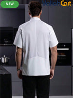 Unisex Short-Sleeve Chef Jacket – Breathable Mesh Back Uniform with Utility Pocket Design