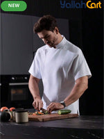 Unisex Short-Sleeve Chef Jacket – Breathable Mesh Back Uniform with Utility Pocket Design