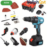 All-in-One Brushless Cordless Power Tool Combo Kit - Blue, 21V 4.0Ah Lithium-Ion Battery, Multi-Functional Woodworking Power Tools, Storage Tool Box, Home DIY & Garden Maintenance Set