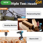 All-in-One Brushless Cordless Power Tool Combo Kit - Blue, 21V 4.0Ah Lithium-Ion Battery, Multi-Functional Woodworking Power Tools, Storage Tool Box, Home DIY & Garden Maintenance Set