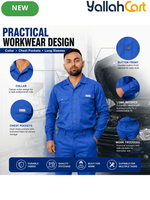 Men’s Blue Heavy-Duty Work Coverall (Size XL) – Long-Sleeve Utility Boiler Suit & Mechanic Jumpsuit