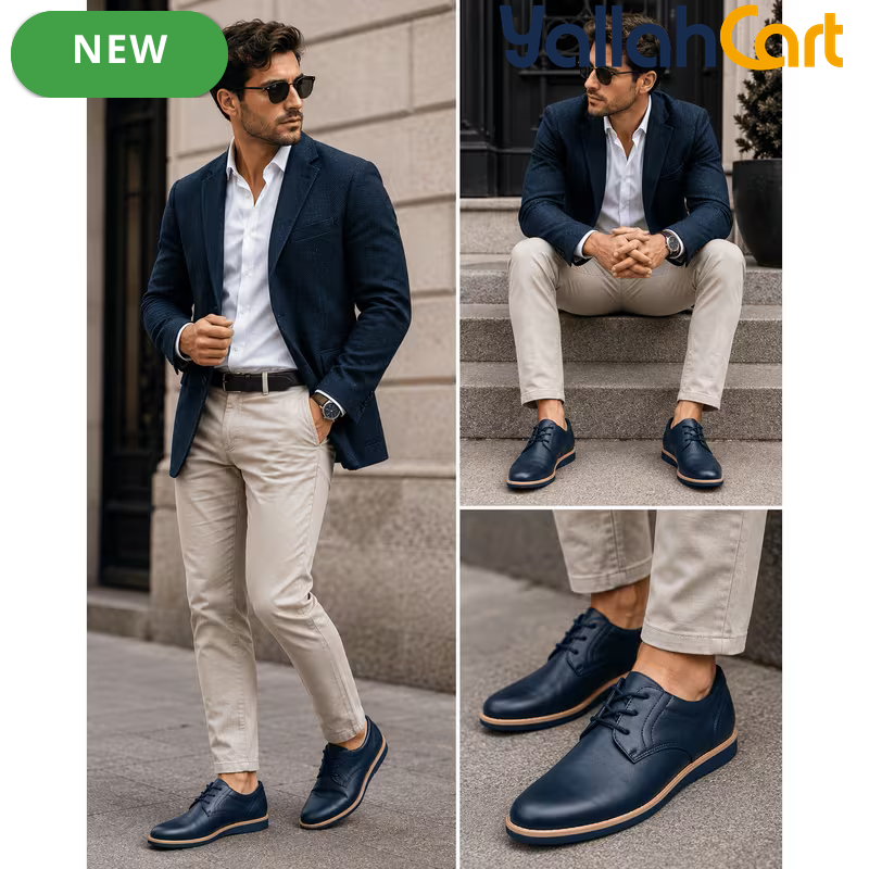 Men's Smart Casual Lace-Up Shoes – Black, Sepia & Navy Blue