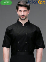 Unisex Short-Sleeve Chef Coat in Mixed Colors AE XXS – Breathable Lightweight Double-Breasted Kitchen Jacket