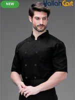 Unisex Short-Sleeve Chef Coat in Mixed Colors AE XXS – Breathable Lightweight Double-Breasted Kitchen Jacket