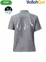 Men’s Short-Sleeve Breathable Gray Chef Jacket in Grey (Size: AE XXS) – Neck Button-Front Summer Mesh Uniform