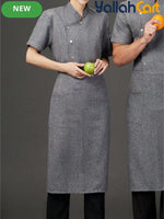 Men’s Short-Sleeve Breathable Gray Chef Jacket in Grey (Size: AE XXS) – Neck Button-Front Summer Mesh Uniform