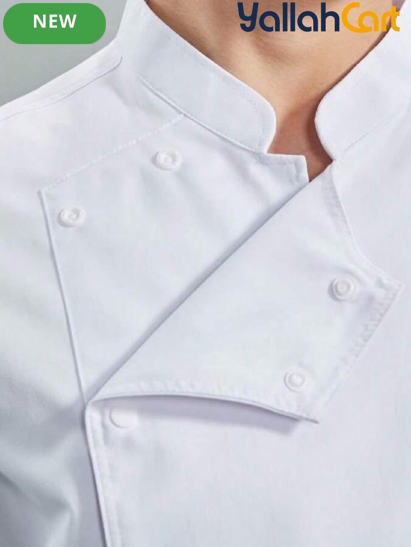 Unisex Short-Sleeve Chef Uniform in White (Size: AE XXS) – Machine Washable Stand-Up Collar Culinary Jacket
