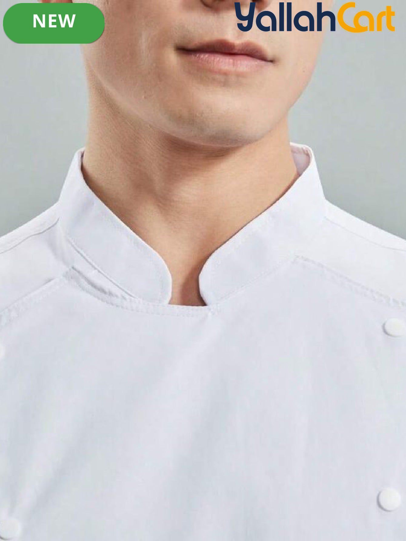 Unisex Short-Sleeve Chef Uniform in White (Size: AE XXS) – Machine Washable Stand-Up Collar Culinary Jacket
