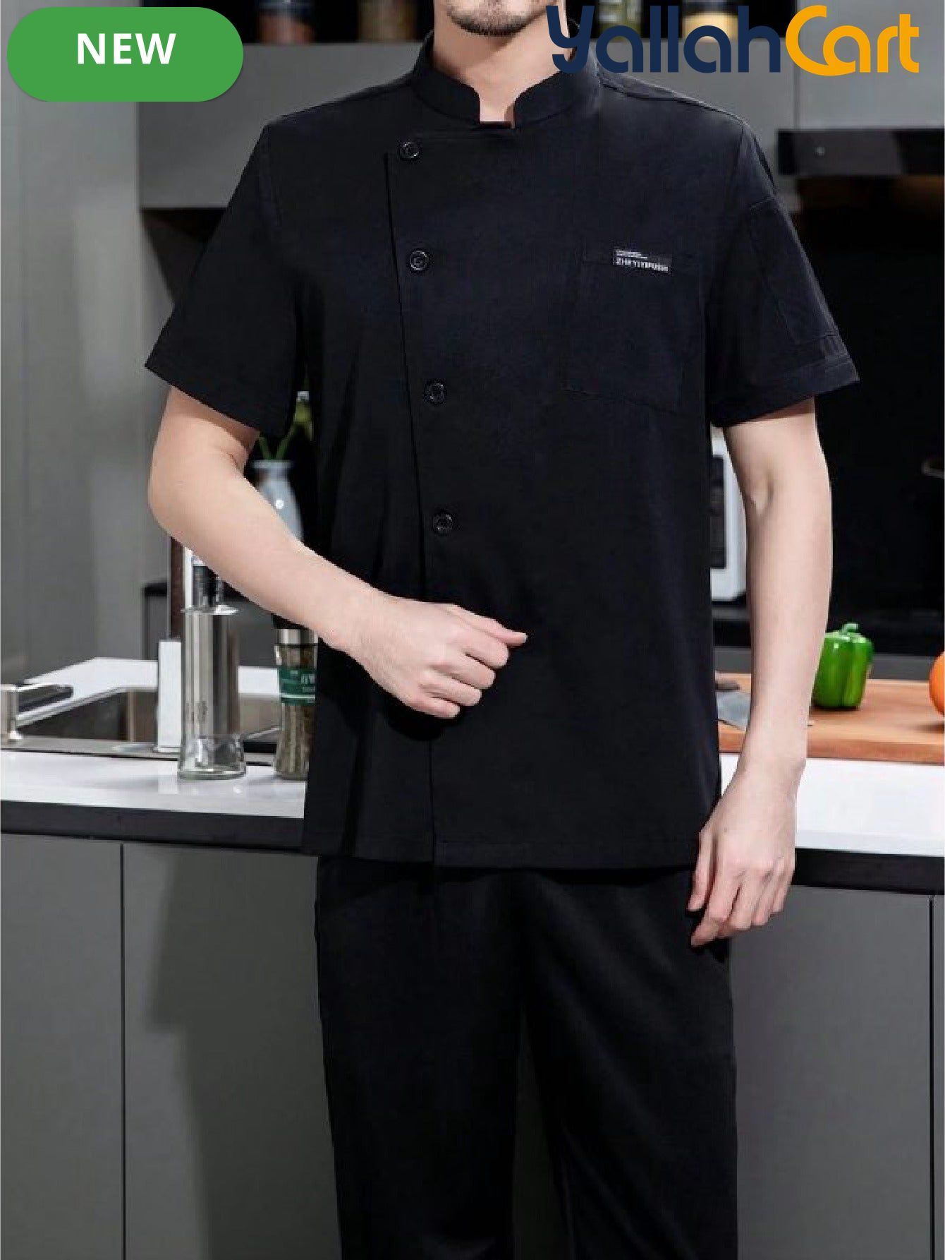 Unisex Short-Sleeve Chef Jacket in Mixed Colors (Size: AE XXS) – Breathable Snap-Back Summer Kitchen & Bakery Uniform