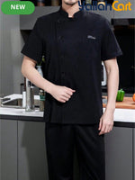 Unisex Short-Sleeve Chef Jacket in Mixed Colors (Size: AE XXS) – Breathable Snap-Back Summer Kitchen & Bakery Uniform