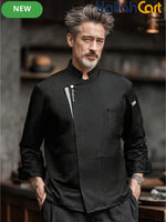 Unisex Long-Sleeve Chef Uniform in Black (Size: AE XXS) – Durable Anti-Pilling Machine-Washable Culinary Workwear