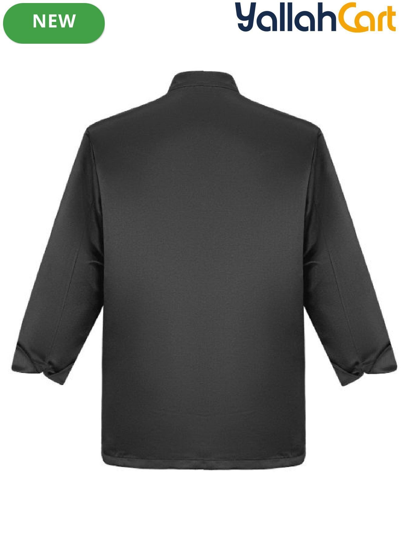 Unisex Long-Sleeve Chef Uniform in Black (Size: AE XXS) – Durable Anti-Pilling Machine-Washable Culinary Workwear