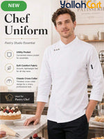 High-End Long-Sleeve Chef Uniform in Mixed Colors (Size: AE XXS) – Machine Washable Mandarin Collar Culinary Jacket