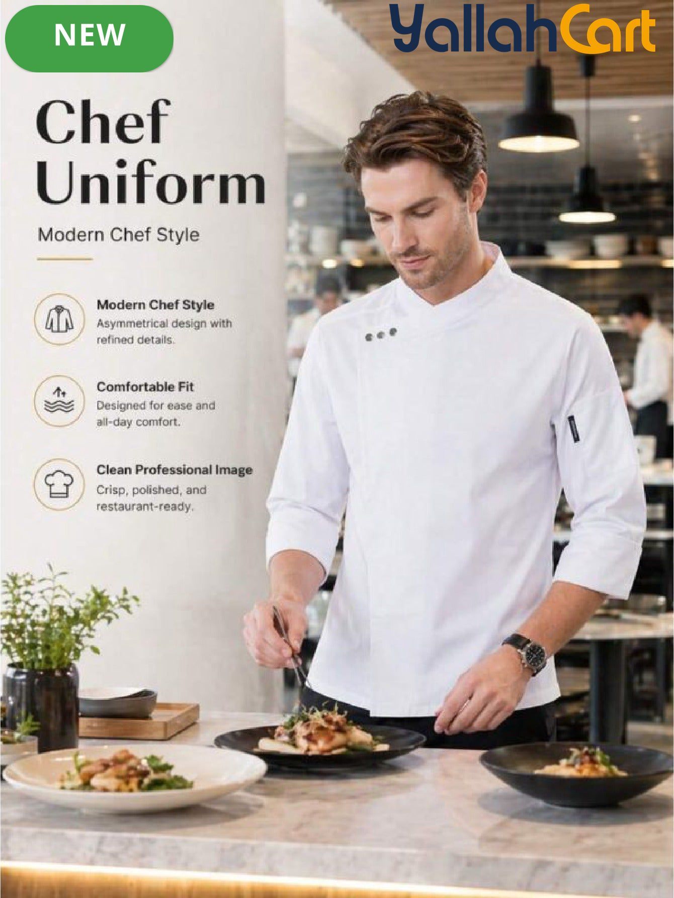 High-End Long-Sleeve Chef Uniform in Mixed Colors (Size: AE XXS) – Machine Washable Mandarin Collar Culinary Jacket