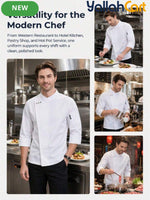 High-End Long-Sleeve Chef Uniform in Mixed Colors (Size: AE XXS) – Machine Washable Mandarin Collar Culinary Jacket