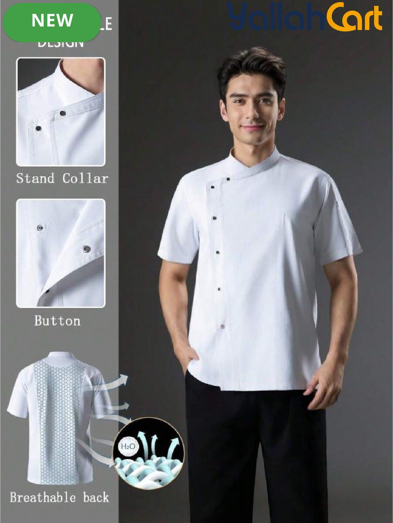 Luxury Short-Sleeve Chef Uniform in White (Size: AE XXS) – Lightweight Breathable Workwear for Executive & Head Chefs