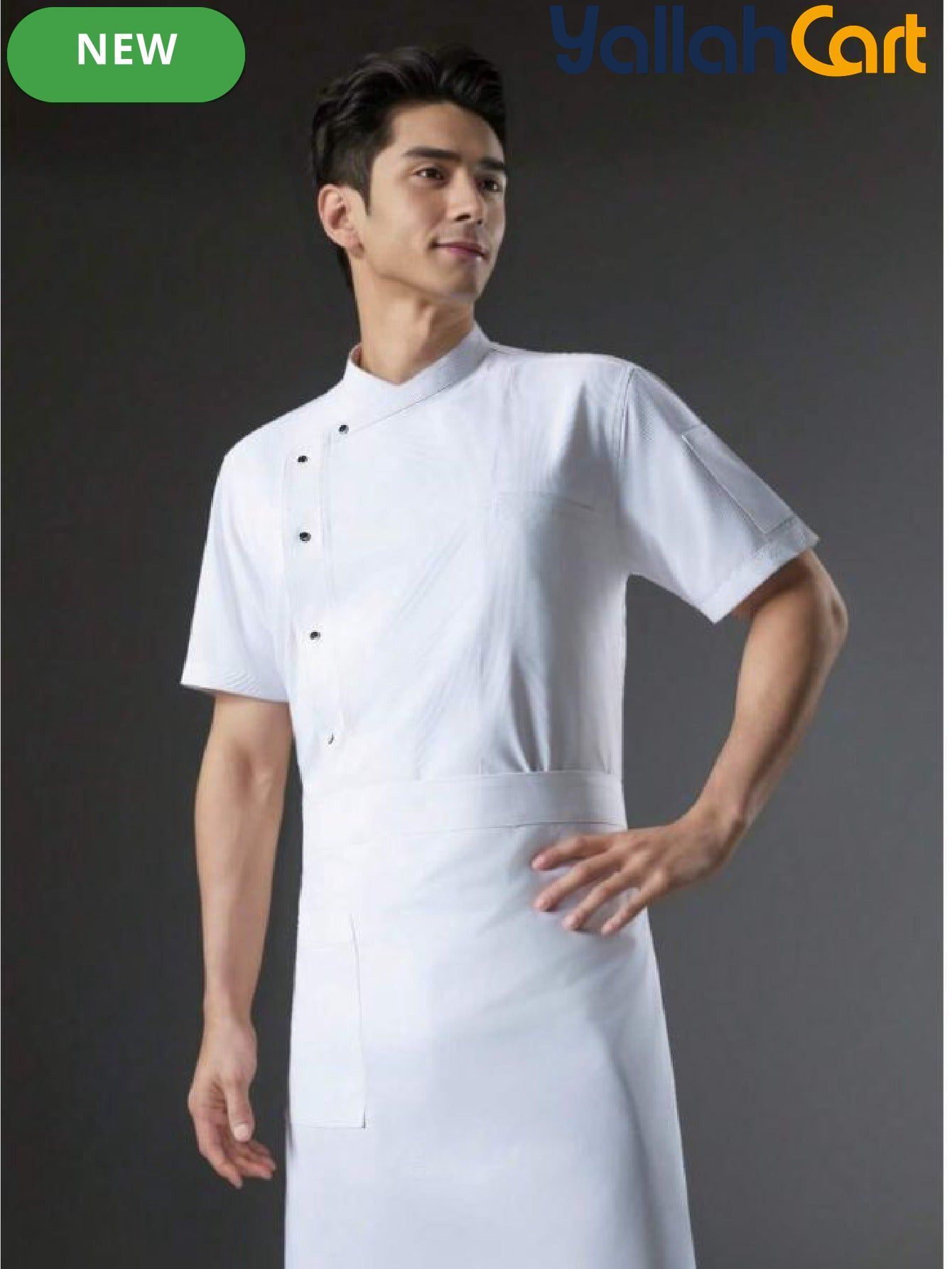 Luxury Short-Sleeve Chef Uniform in White (Size: AE XXS) – Lightweight Breathable Workwear for Executive & Head Chefs