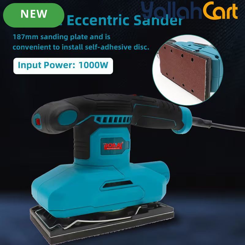 BONAI Electric Sander - 1000W, 7000-13000RPM Variable Speed, 90x187mm Sanding Pad, Self-Vacuum Dust Collection System, High-Power Handheld Sander for Woodworking, Metalworking & DIY