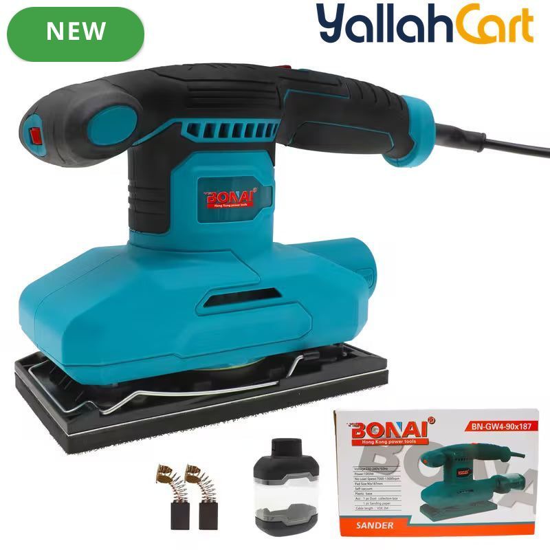 BONAI Electric Sander - 1000W, 7000-13000RPM Variable Speed, 90x187mm Sanding Pad, Self-Vacuum Dust Collection System, High-Power Handheld Sander for Woodworking, Metalworking & DIY
