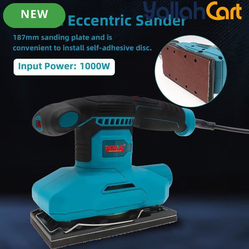 BONAI Electric Sander - 1000W, 7000-13000RPM Variable Speed, 90x187mm Sanding Pad, Self-Vacuum Dust Collection System, High-Power Handheld Sander for Woodworking, Metalworking & DIY
