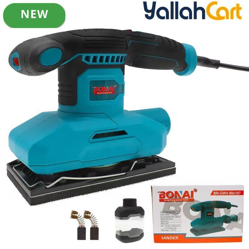 BONAI Electric Sander - 1000W, 7000-13000RPM Variable Speed, 90x187mm Sanding Pad, Self-Vacuum Dust Collection System, High-Power Handheld Sander for Woodworking, Metalworking & DIY