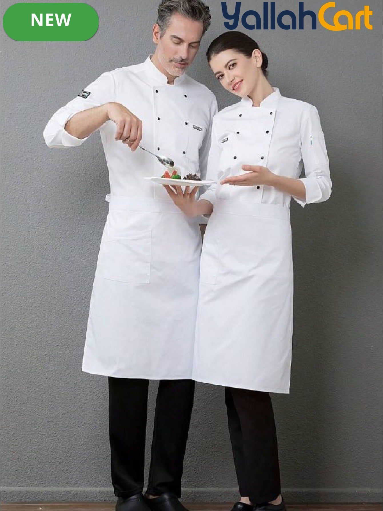 Men’s Long-Sleeve Double-Breasted Chef Suit in Mixed Colors (Size: AE XXS) – Professional Kitchen Uniform for Hotels, Cafes & Hospitality