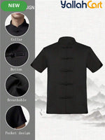 Unisex Chinese Style Short-Sleeve Chef & Martial Arts Uniform in Mixed Colors (Size: AE XXS) – Breathable Lightweight Summer Culinary Jacket