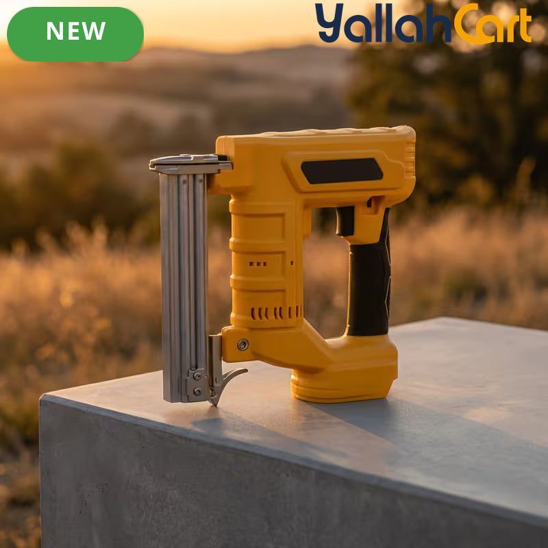 Yellow 21V Cordless Staple Gun Brad Nailer - Electric Nail Gun, Lithium Battery Powered, Fast Charger, 1000 Straight Nails + 1000 Code Nails, Portable Stapler Tool, Handheld Nailing Gun with Storage Case for Woodworking, Furniture And DIY Projects
