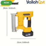 Yellow 21V Cordless Staple Gun Brad Nailer - Electric Nail Gun, Lithium Battery Powered, Fast Charger, 1000 Straight Nails + 1000 Code Nails, Portable Stapler Tool, Handheld Nailing Gun with Storage Case for Woodworking, Furniture And DIY Projects