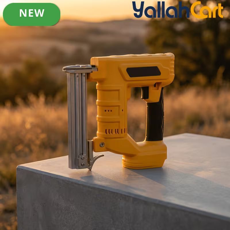 Yellow 21V Cordless Staple Gun Brad Nailer - Electric Nail Gun, Lithium Battery Powered, Fast Charger, 1000 Straight Nails + 1000 Code Nails, Portable Stapler Tool, Handheld Nailing Gun with Storage Case for Woodworking, Furniture And DIY Projects