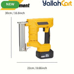 Yellow 21V Cordless Staple Gun Brad Nailer - Electric Nail Gun, Lithium Battery Powered, Fast Charger, 1000 Straight Nails + 1000 Code Nails, Portable Stapler Tool, Handheld Nailing Gun with Storage Case for Woodworking, Furniture And DIY Projects