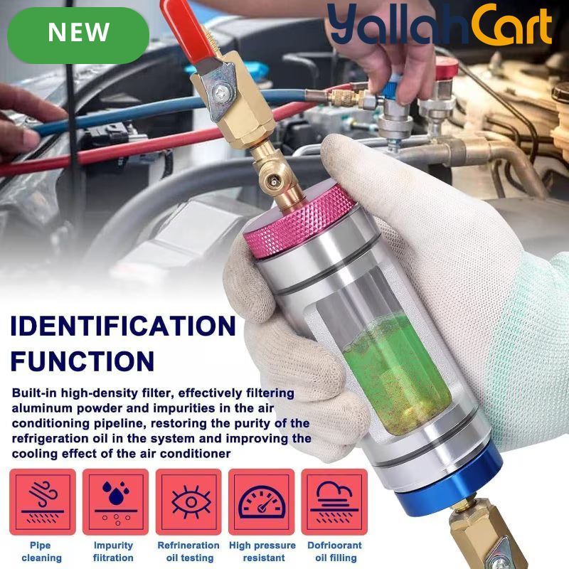 Automatic AC Cooler Filler & Vacuum Pump Assembly with Refrigerant Filtration