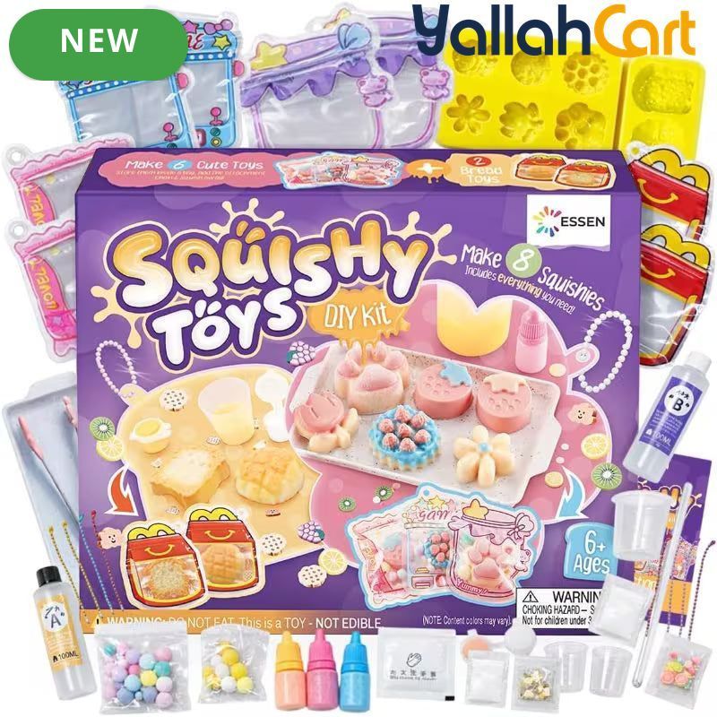 ESSEN Taba DIY Squishy Toys Maker Kit with 8 Molds – Mixed Color Sensory Craft Set for Kids, Creative Fidget Toys, Birthday Gifts & Relaxation Activities